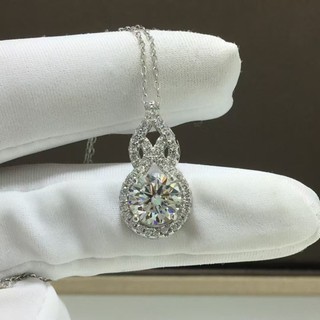 Novo estilo S925 prata banhado a ouro pronto estoque Flo Moissanite pingente corrente de prata grátis uma pedra tamanho 