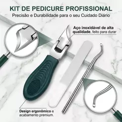 Conjunto profissional de três peças de cortador de unhas de nariz longo de aço inoxidável, adequado para unhas encravada