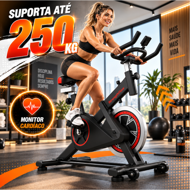 Bicicleta Bike Ergometrica Spinning Detecção De Frequência Cardíaca Academia Fitness