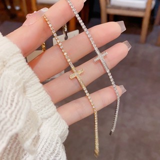 Pulseira de cruz de diamante completo luz luxo diamantes todos os dias acessórios femininos combinados