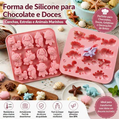 Kit 2 Formas de silicone de dinossauro para chocolate e biscoitos-sem BPA, ótimas para sobremesas e bolos