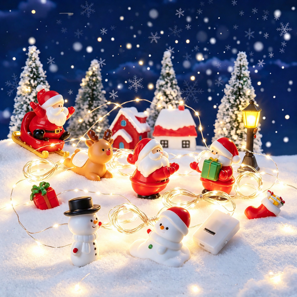 Estatuetas Miniaturas Papai Noel Boneco De Neve Micro Paisagem Ornamentos Para