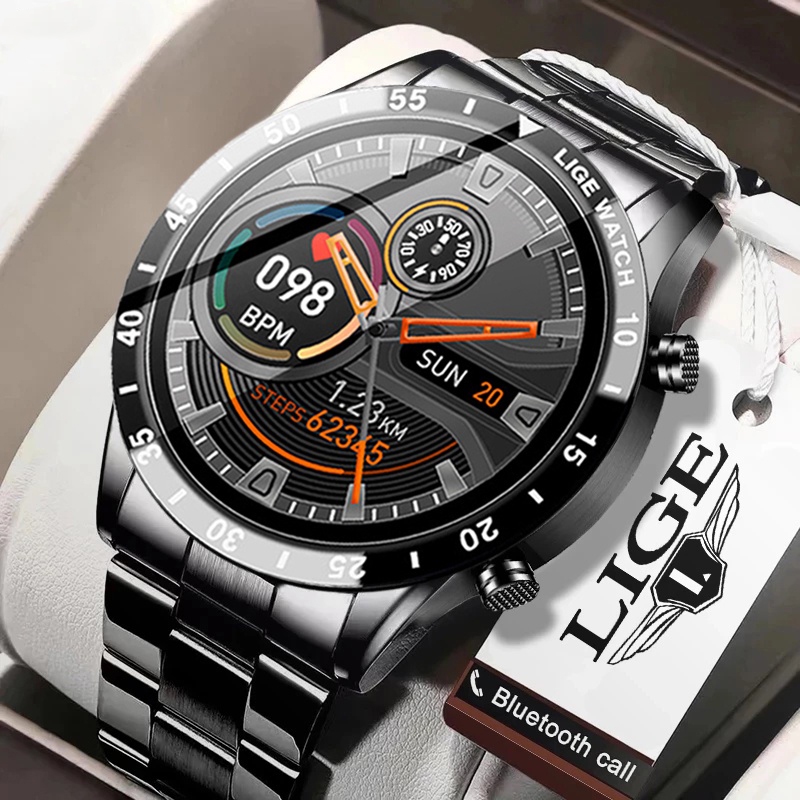 LIGE Relógio Inteligente Masculino Tela De Toque Completa Esportes Fitness Pulseira IP67 À Prova Dip67 Água Bluetooth Pa