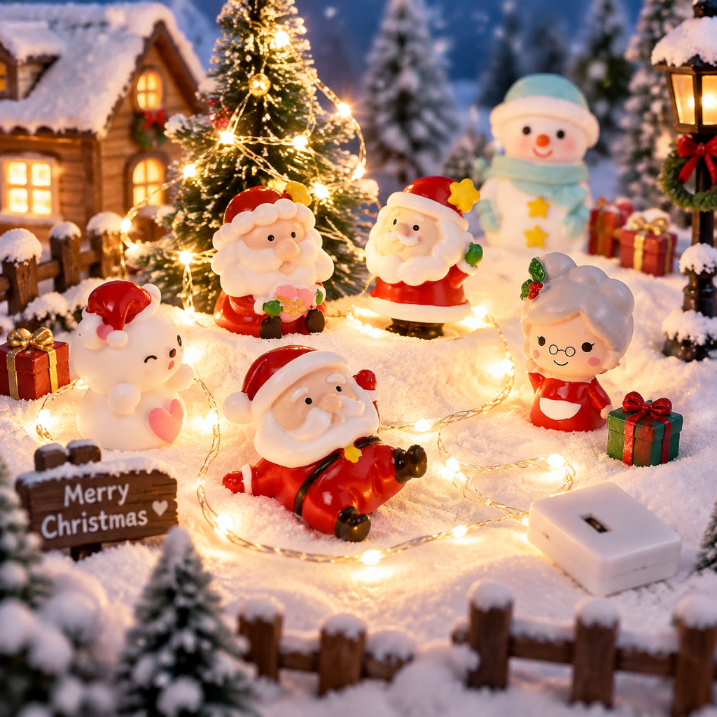 Natal Papai Noel Boneco De Neve Casal Bonito Micro Paisagem Decoração Bola De Cristal Acessórios