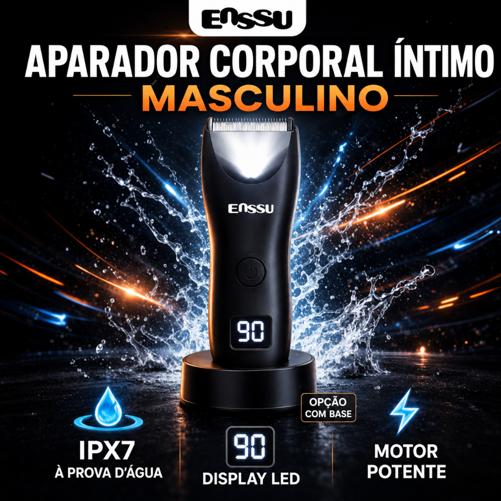 Aparador Corporal Íntimo Masculino IPX7 Sem Cortes LED Recarregável Fio