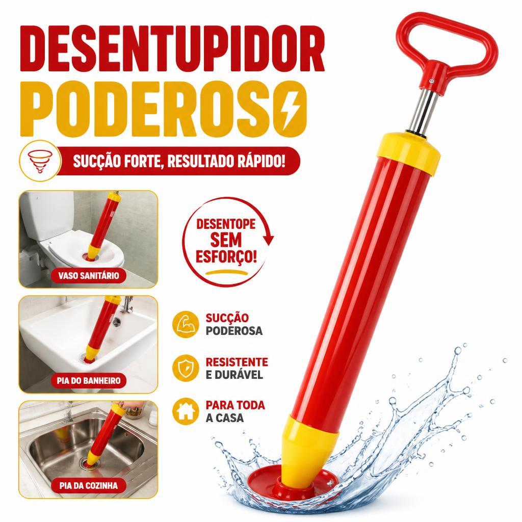 Desentupidor Manual Tipo Bomba Sucção 150mm Alta Pressão Com Borracha Para Pia Vaso Ralo Cano Esgoto Sanitários