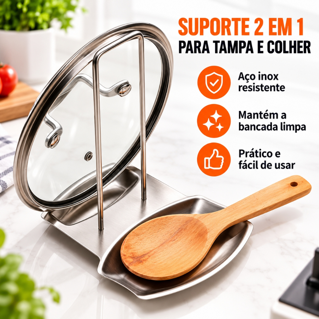 Descanso De Panela Suporte Tampas De Panelas Aço Inox Organizador Cozinha