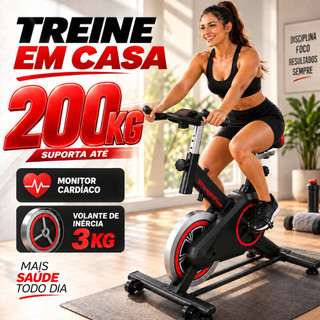 Bicicleta Spinning Ergométrica Profissional Versão Atualizada Com Monitor Suporta até 200kg