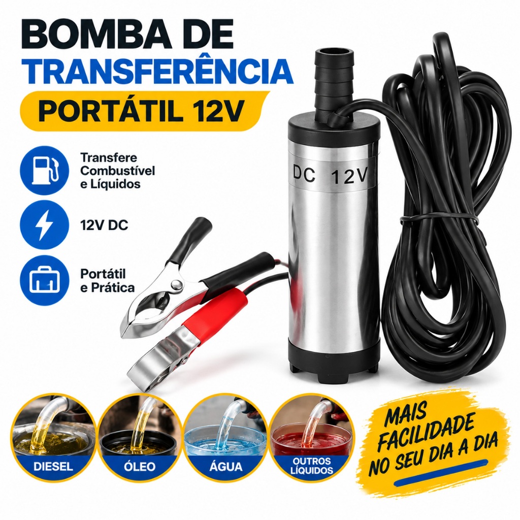 12v-38mm Bomba Submersa De Óleo Diesel Agua Transferência Água