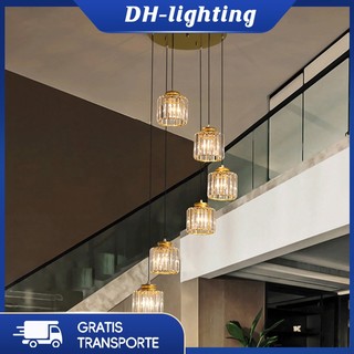 (Com Lâmpada) Luz Decorativa De Escada Duplex , Lustre De Cristal Luxuoso , De Restaurante Minimalista Nórdica