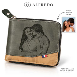 Presentes para Dia dos Pais Carteira Personalizada De Homens Com Foto Zíper Nome Texto Para Couro