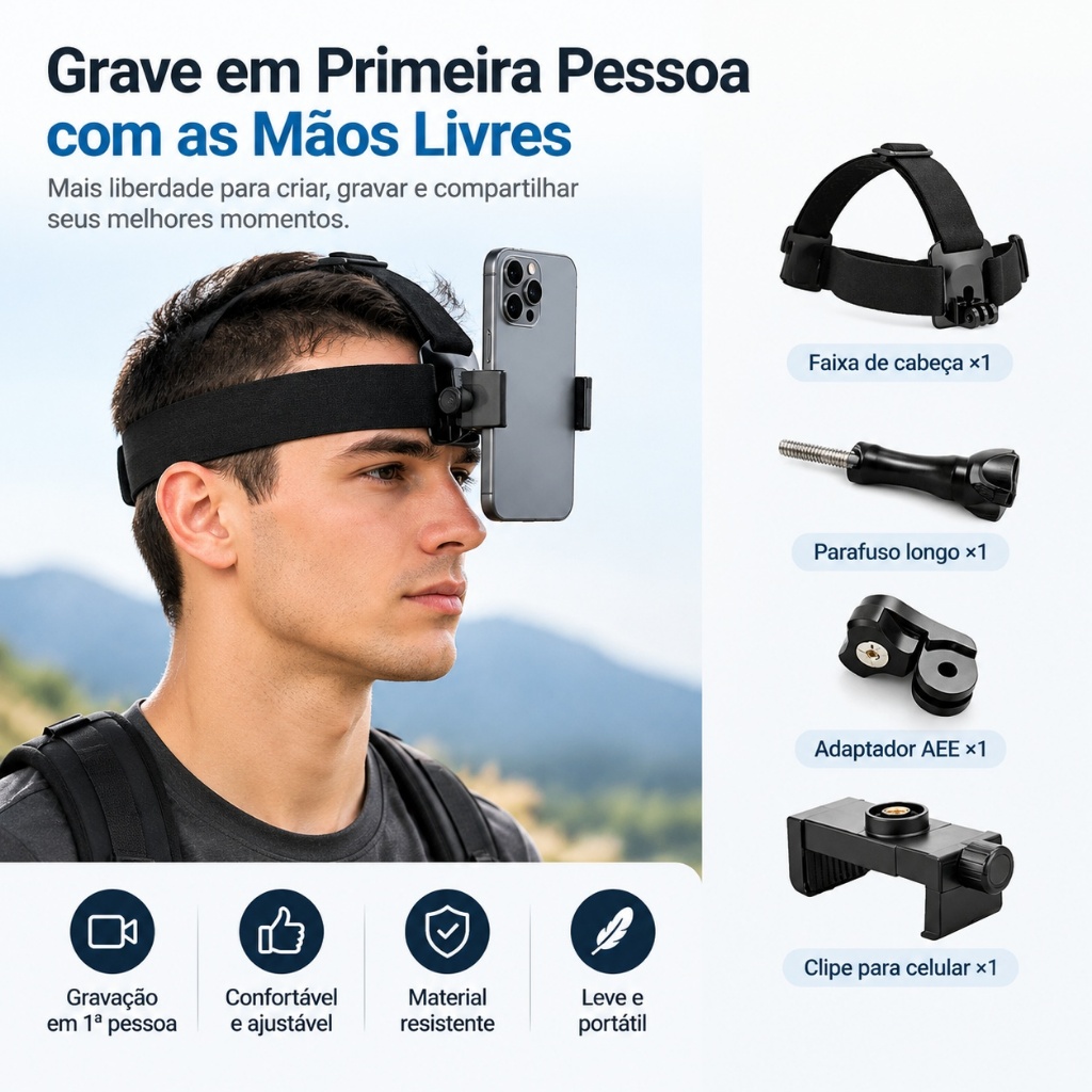 PFG Braet Montado Na Cabeça Ajustável Transmissão Ao Vivo Suporte Do Telefone Móvel Primeira Pessoa Perspectiva Fixa Pre