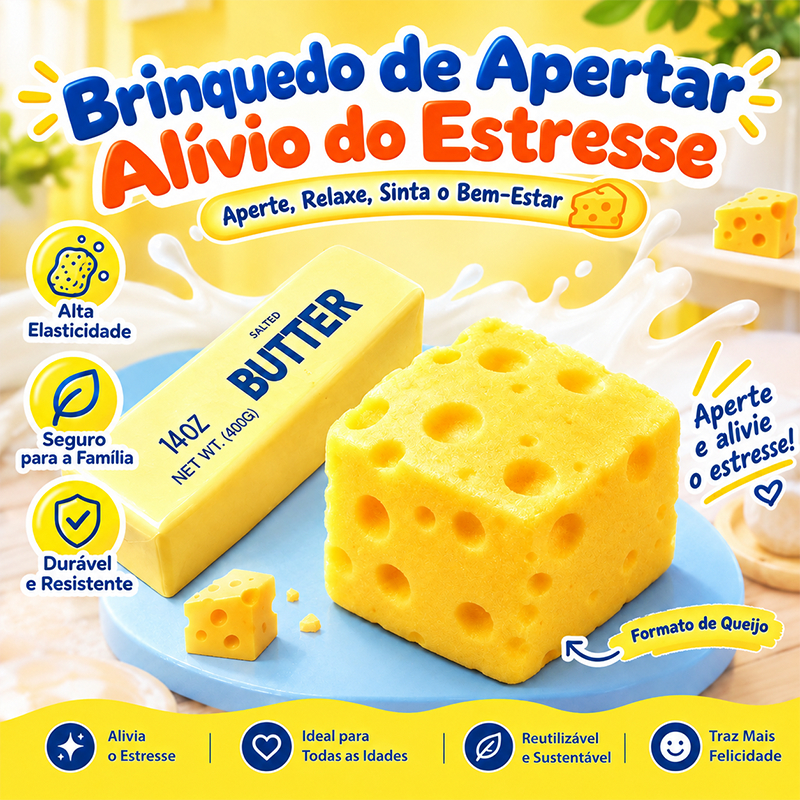Kit 2 Squishies Butter and Cheese Sensory Toys Antistress Soft Squeeze Fidget Toy