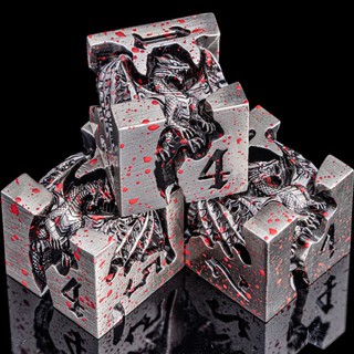 7 Pcs Blood Driping Dragon Metal DND Dice Set D20 D & Dungeon and Pathfinder Jogo De Dramatização De Mesa + D6 RPG Tabul