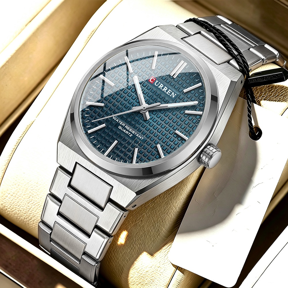 Relógios Masculinos Original CURREN Marca Mãos Luminosas Correia De Aço Inoxidável Simples Retro Fashion Business Casual Sports Quartz À Prova D'água 8439 XA