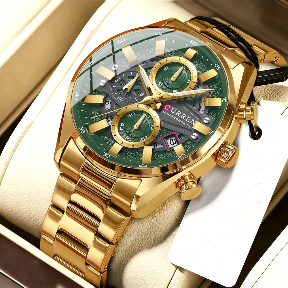 Novos Relógios Masculinos CURREN Marca Genuína Moda Pulseira De Aço Inoxidável Cronógrafo Mãos Luminosas Negócios Casual