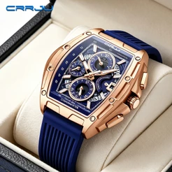 CRRJU Novos Relógios Masculinos Marca Original Cronógrafo Multifuncional Genuíno Código Ponteiro Luminoso 2317 X