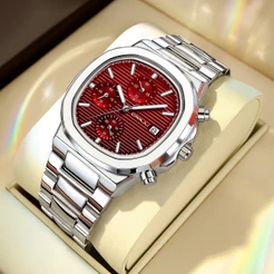 CRRJU Relógio Masculino Marca Original Multifuncional Cronógrafo Pulseira De Aço Inoxidável Luminosa Moda 2319 XS