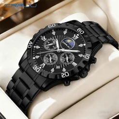 CRRJU Relógio Masculino Original Com Pulseira De Aço Inoxidável Mostrador Cronógrafo Calendário Luminoso Moda 2320 XS