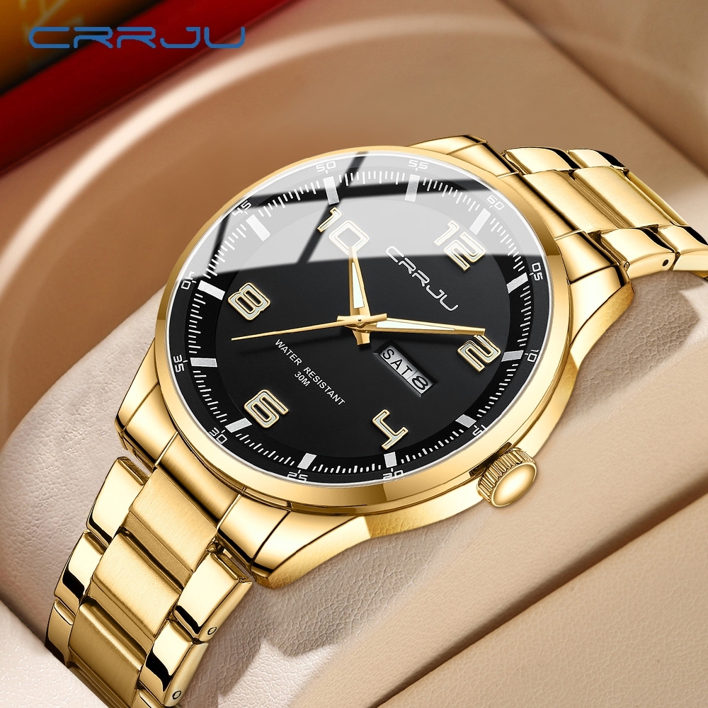 CRRJU Relógio Masculino Marca Original Top Luxo Mãos Luminosas Design Criativo Aço Inoxidável Casual Esportes 5005 X