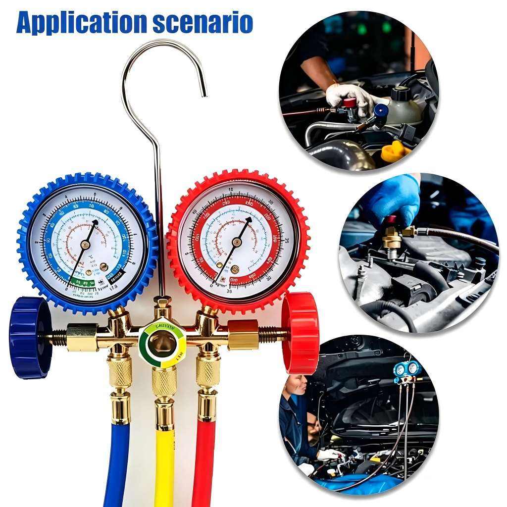 Manifold R502 R22 R12 R134a Com Visor + Mangueiras R502 - 90cm