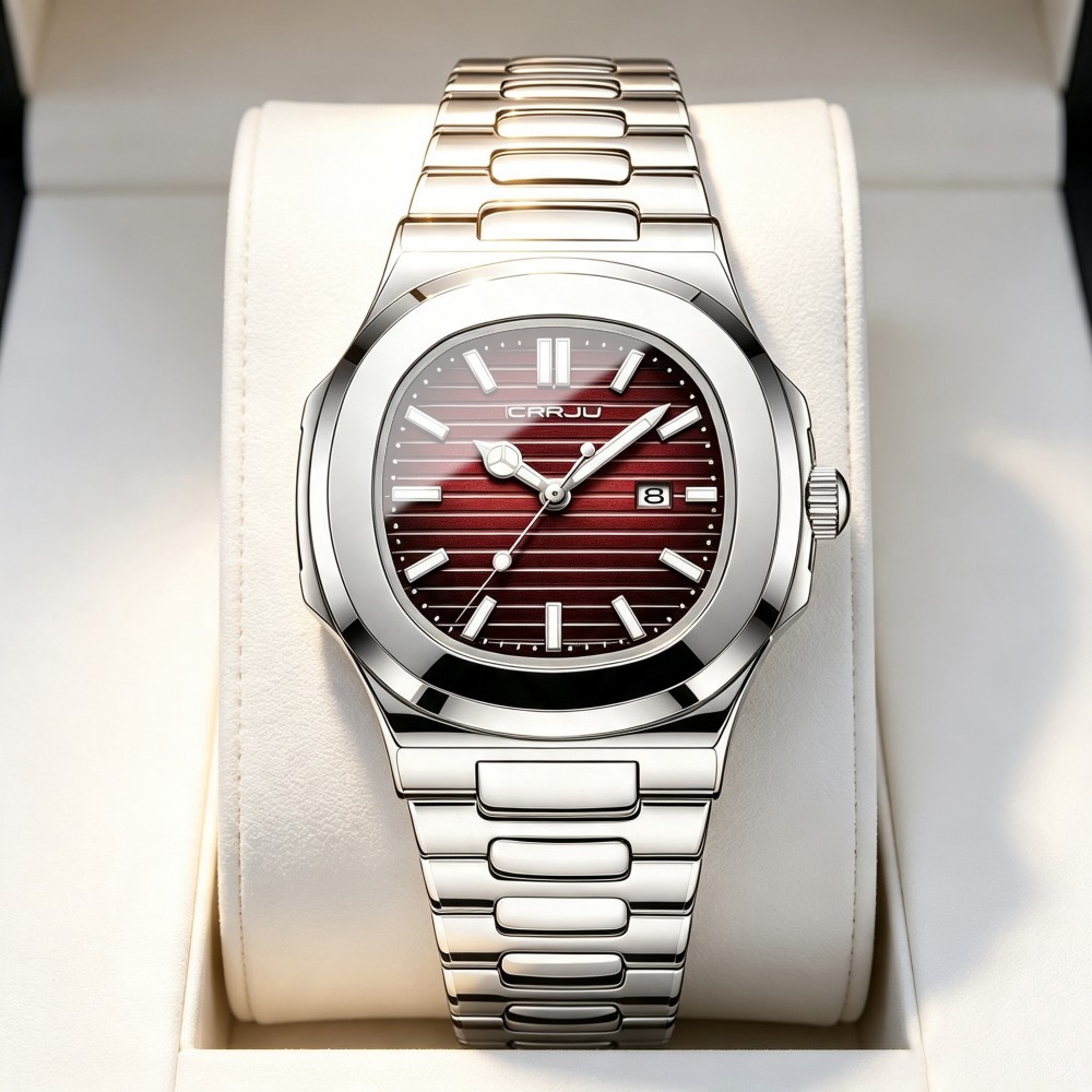 CRRJU Relógios Masculinos Novo Retro Simples De Aço Inoxidável Mãos Luminosas Moda Casual Negócios Esportes 5018 XS