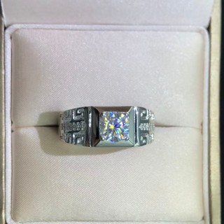 Anel masculino de nuvem auspiciosa estilo Moissanite anel de prata esterlina PT950 banhado a platina não desbota pedra p