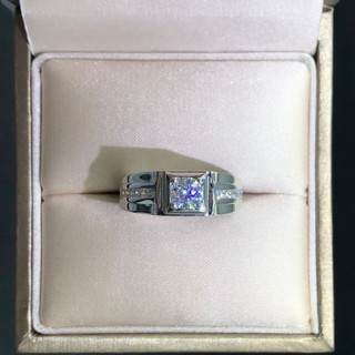 Anel masculino Micro-incrustado estilo Moissanite anel de prata esterlina PT950 platina não desbotada não alérgica pedra