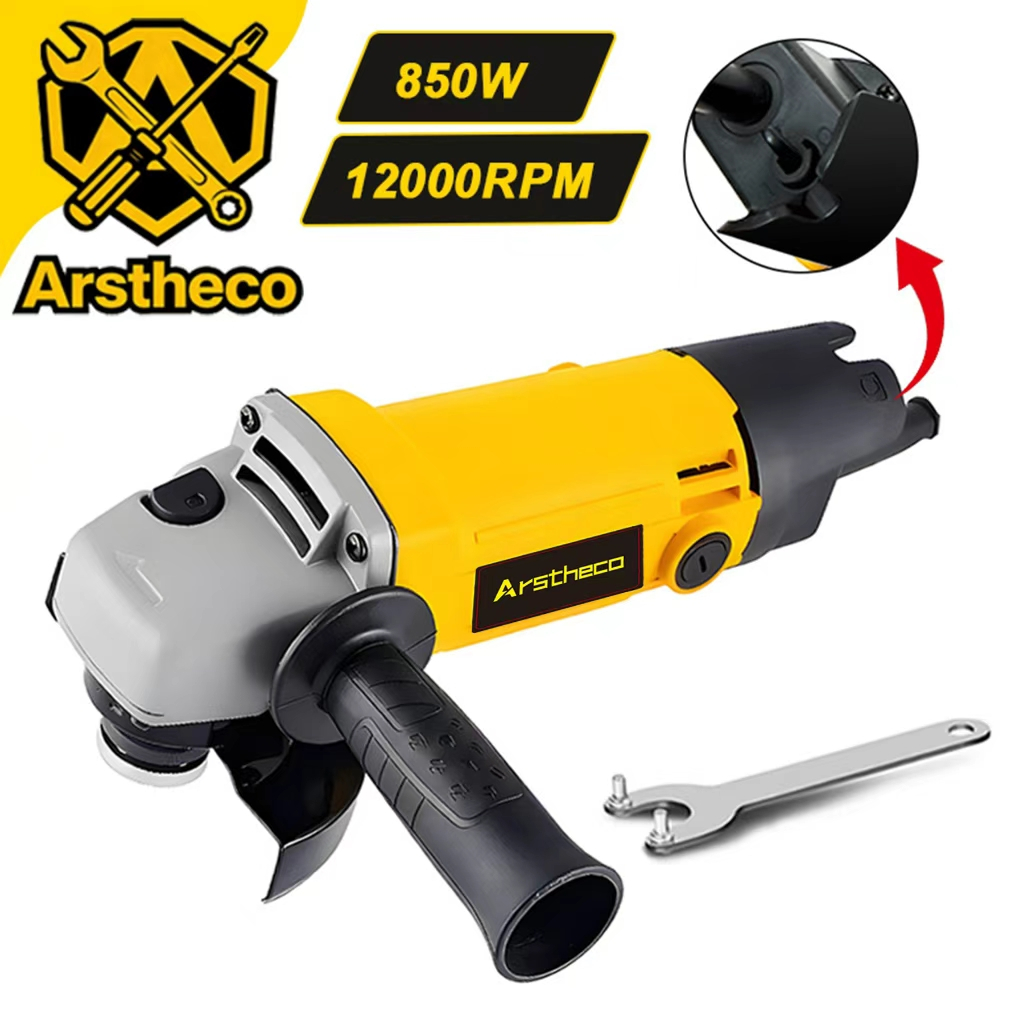 Esmerilhadeira Lixadeira Angular 850w 115mm 4.1/2 12000rpm Arstheco Alta Potência para Cortes e Lixamento