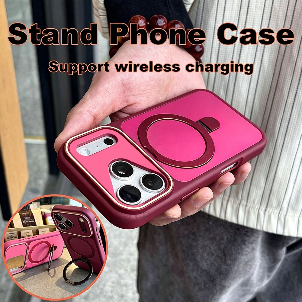 LiELFF Suporte Caso Para iPhone 17 pro max 16 15 14 13 12 11 Magneitc Embalagem À Prova De Choque Proteção Da Câmera Cap