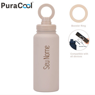 PuraCool Garrafa Térmica 1000ml Aço Inox 304 Tampa Magnética Suporte Celular 24H Gelada 12H Quente