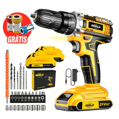 Parafusadeira/Furadeira be Impacto Kit Maleta com duas baterias 12/21V 220V/110V 3/8"