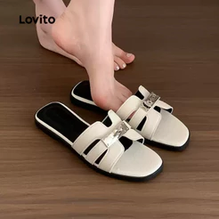 Lovito Sandálias Elegantes com Solado Macio Design Novo Estilo 1 Sandálias Planas Femininas LFA121006