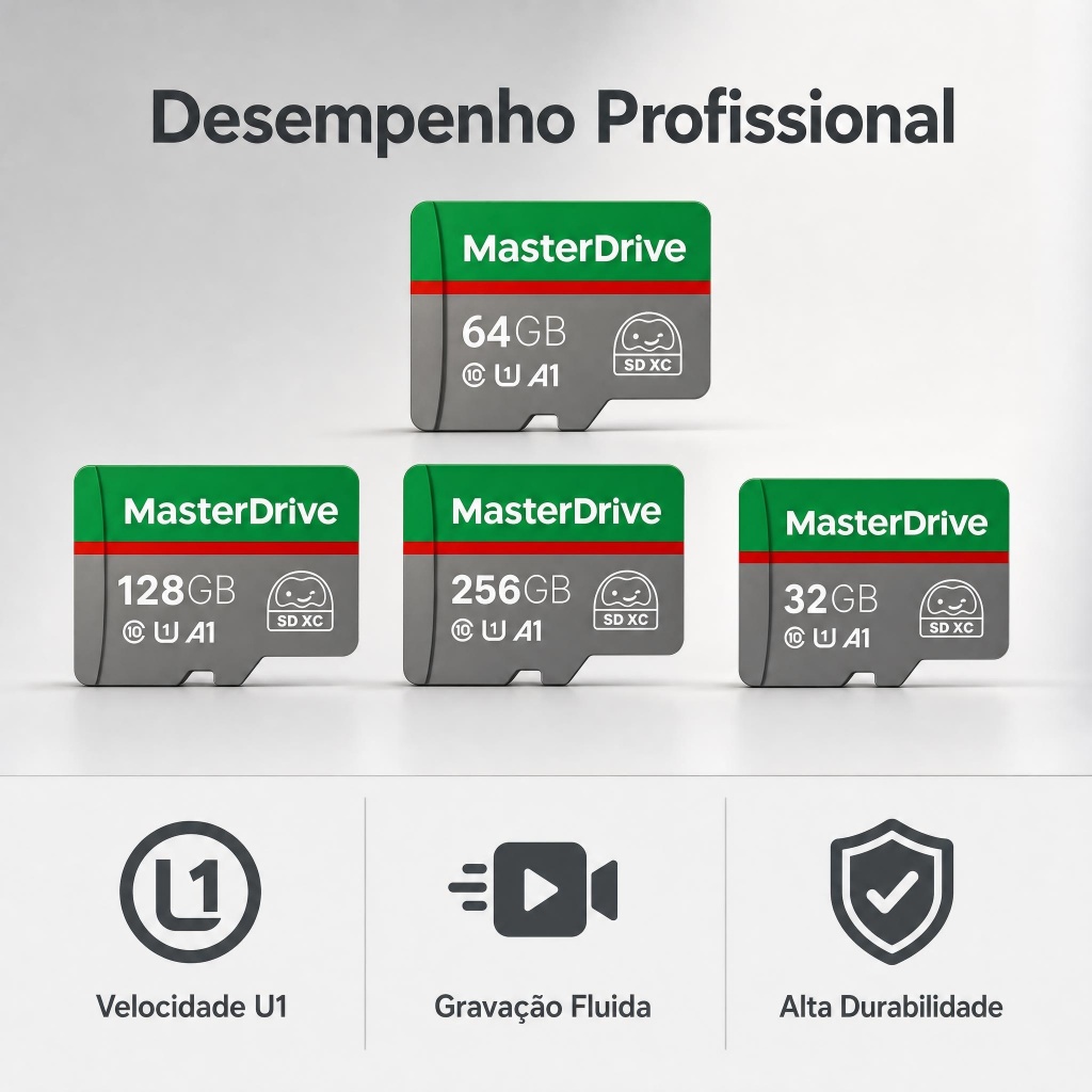 Cartão De Memória De Alta Velocidade Micro SD TF MasterDrive A1 U1 Classe 10 , Para Câmera De Painel , Segurança , Smart