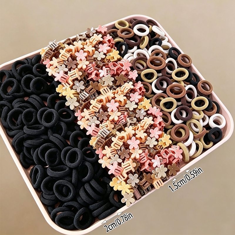 Conjunto de acessórios de cabelo cor café infantil 250 peças, alta elasticidade não machuca faixas de borracha de cabelo — imagem 2 de 2