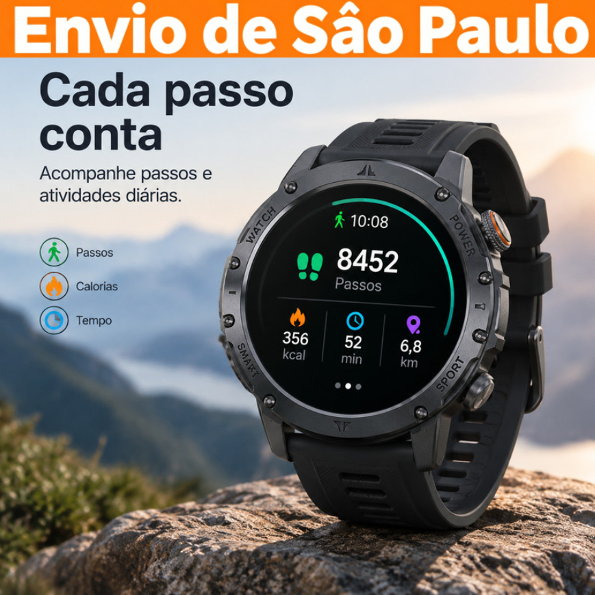 Relógio inteligente preto modelo 2026, 1.43/1.46/1.70 polegadas Smartwatch, carregamento sem fio, alta qualidad 360x360