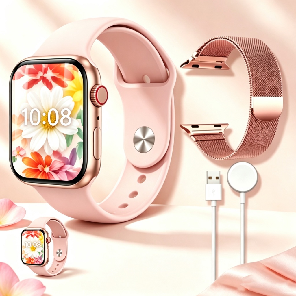 Smartwatch Feminino Relógio Inteligente 45mm Tela Sempre Ativa Chamada Bluetooth Monitor Cardíaco Sono Android iOS