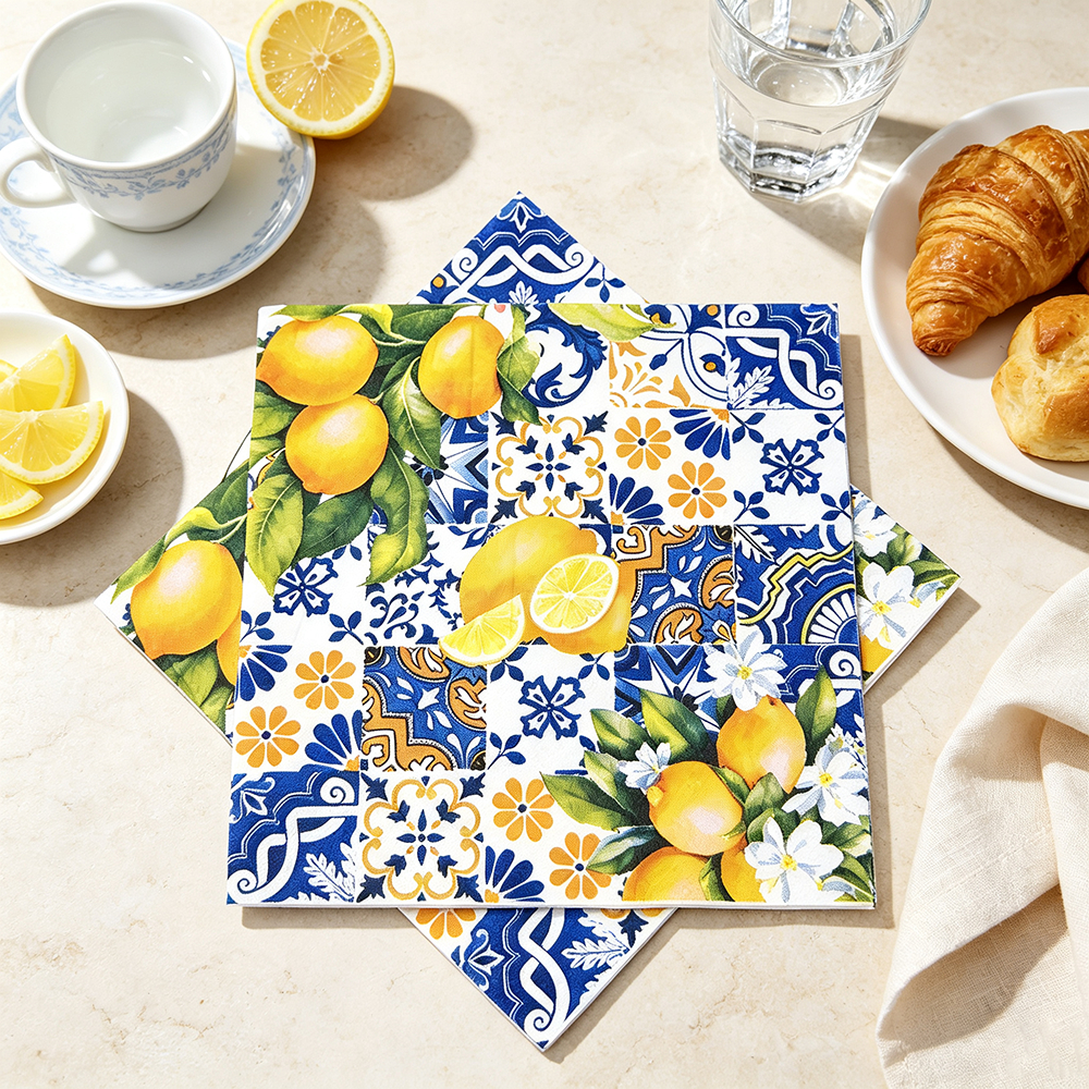 20/40/60 Peças Guardanapos Descartáveis De 2 Camadas – Padrão Limão Ideais Para Festas E Decoração De Mesa (13 X 13 Pole — imagem 2 de 2