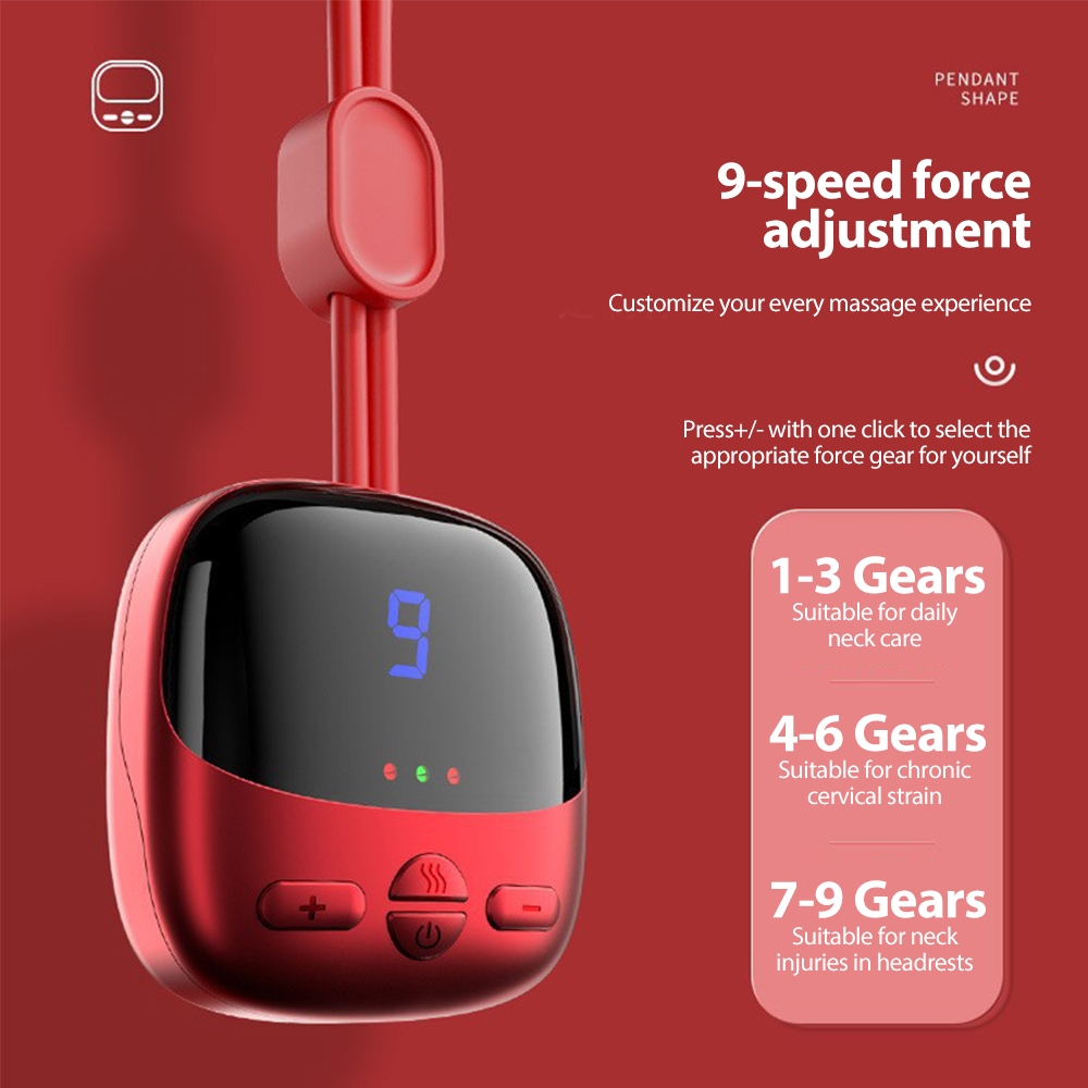 Mini massageador cervical EMS suspenso com função de aquecimento, proporcionando relaxamento de spa no pescoço