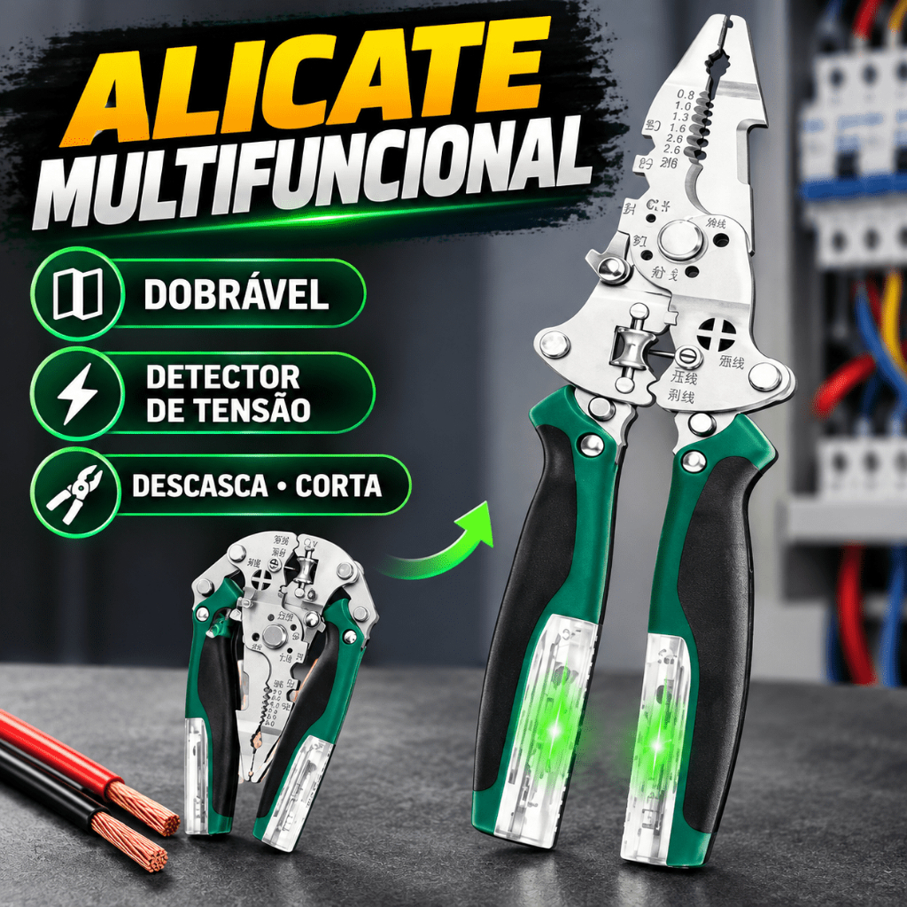 Descascador De Fio Dobráveis Com Detector De Tensão , Alicate Multifuncional Para Descascar Fios Cortar E Puxa