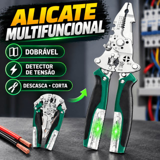Descascador De Fio Dobráveis Com Detector De Tensão , Alicate Multifuncional Para Descascar Fios Cortar E Puxa