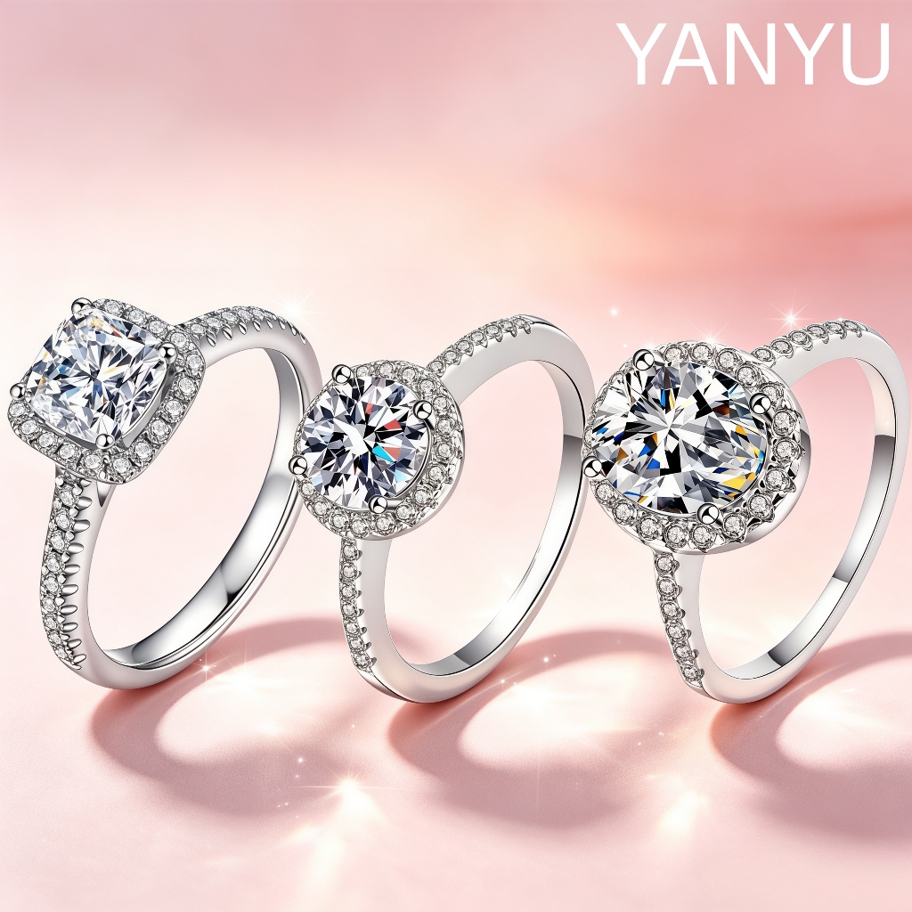 24 horas de entrega clássico diamante proposta anel feminino S925 prata clássico anel de diamante presente