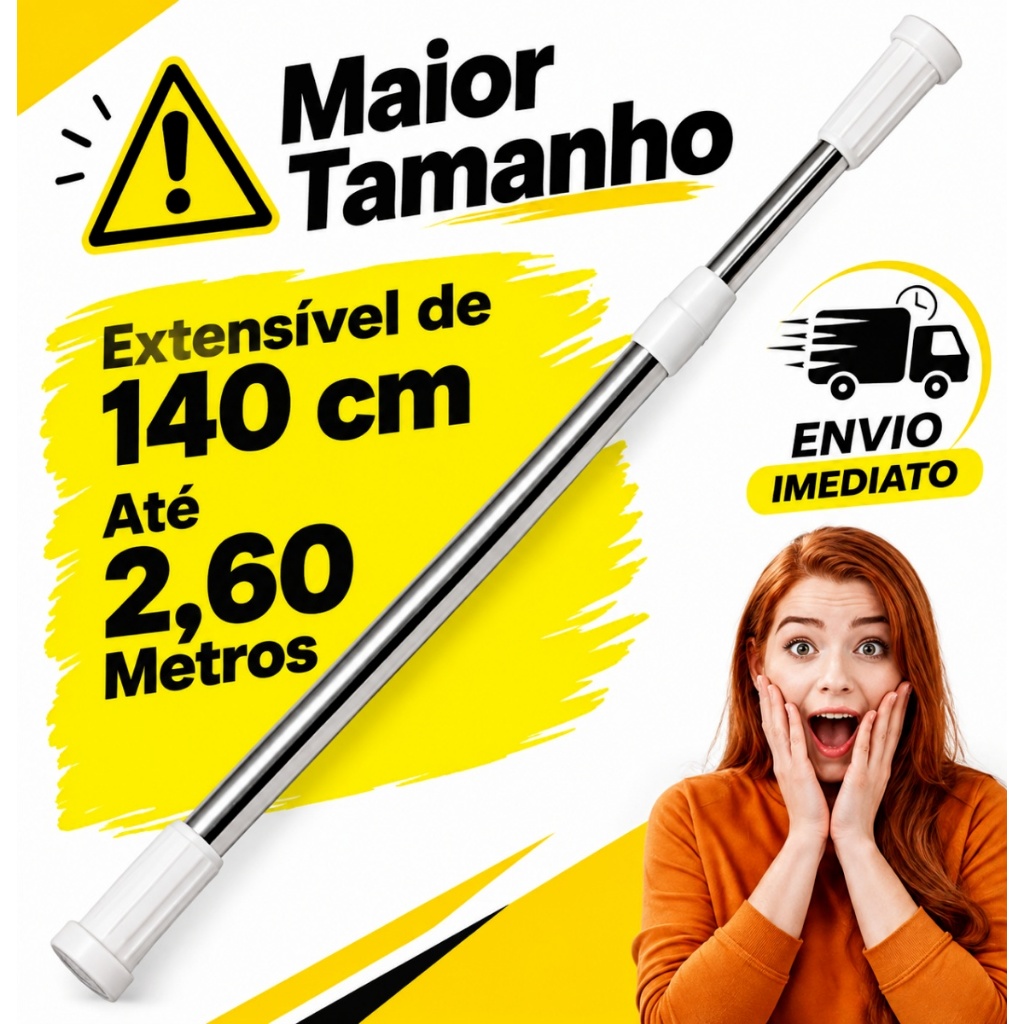 Varal extensível de aço inoxidável, várias opções de tamanho, para cortinas ou cortinas de banho-N