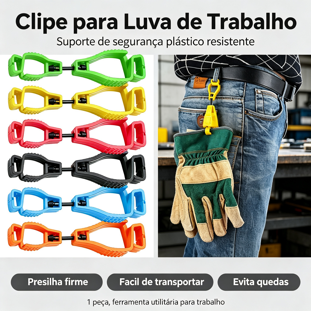 Multifuncional 1 Unidade Clipe para Luva de Trabalho Suporte de Segurança Plástico para Fixar Ferramentas em Obras