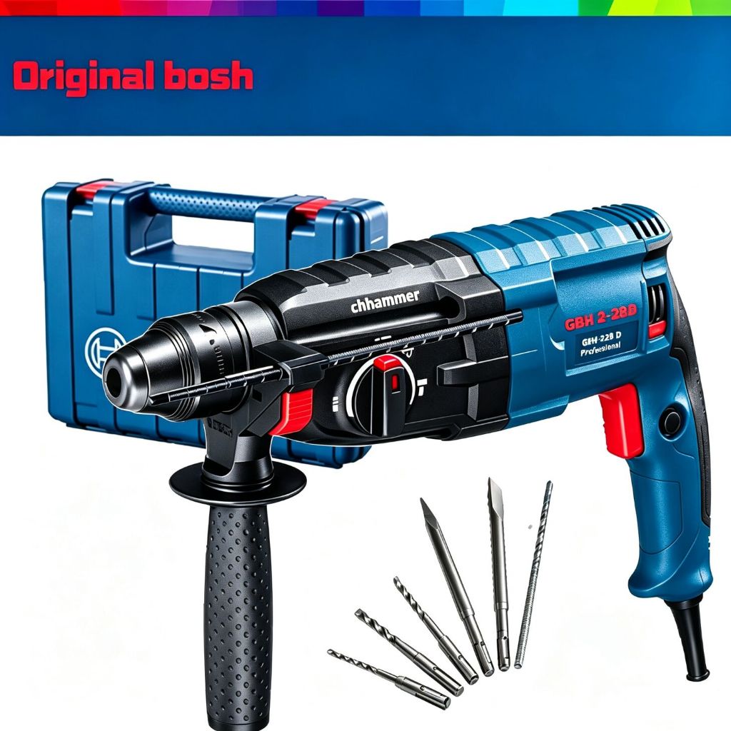 Martelete Rotativo Furadeira Martelo Rompedor de Impacto GBH 2-28D 1580W SDS Plus 10mm Kit Profissionais