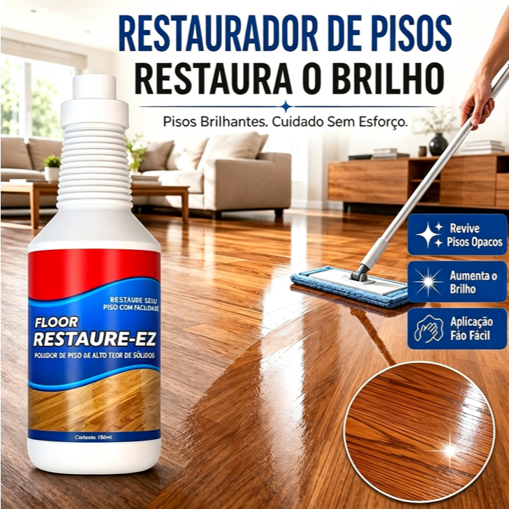 Restaurador e Polidor de Pisos 150ml – Um brilho novo, proteção duradoura e o cuidado que seu piso merece