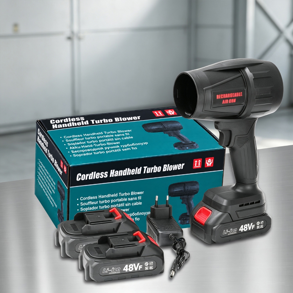 Soprador Turbo Portátil | Conjunto completo do soprador sem fio na cor preta, baterias duplas, Caixa de Papelão