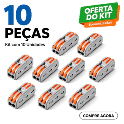 kit 10 un Conector Compacto Elétrico Emenda E Derivação