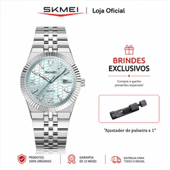 SKMEI Relógio Masculino Analógico Quartz Aço Inoxidável Calendário Resistente à Água 30m