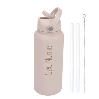 PuraCool Garrafa Térmica com Canudo 1000ml Aço Inox 304 24H Gelada 12H Quente Personalizada